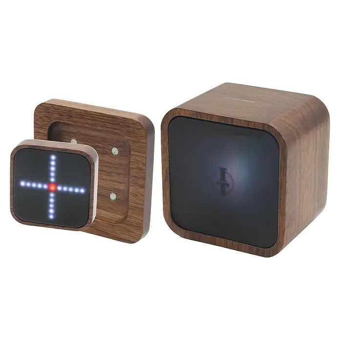 Intertechno Steuerzentrale Smart Home Selection-Zentrale - Braun, L x B x H: 80 x 80 x 61 mm - Hölzerner Würfel und quadratische magnetische Wandhalterung mit LED-Kreuz, elegantes Design.