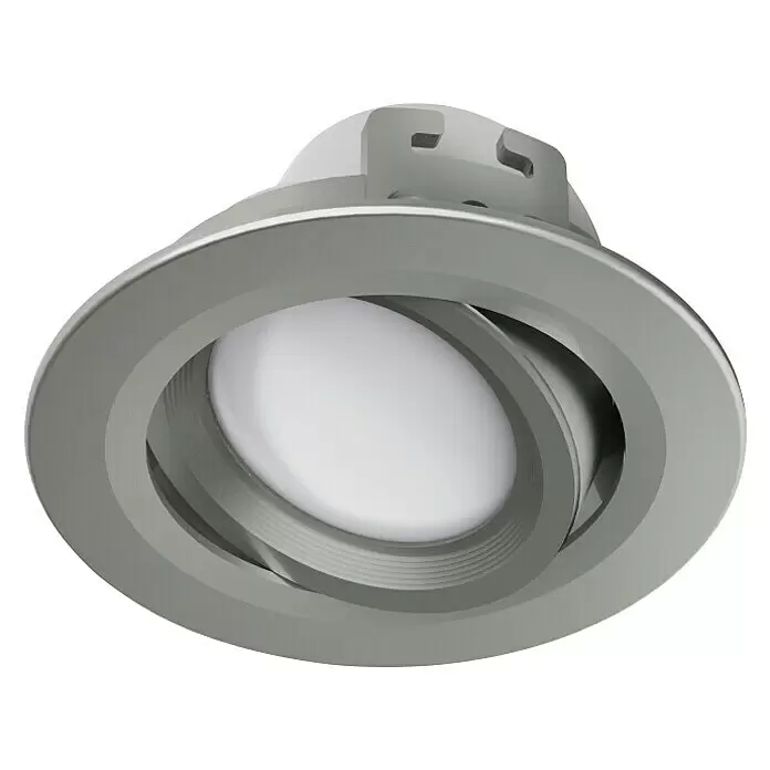 Hama LED-Einbauleuchte rund - Ø x H: 90 x 40 mm, Satin-Nickel - Diagonale Ansicht