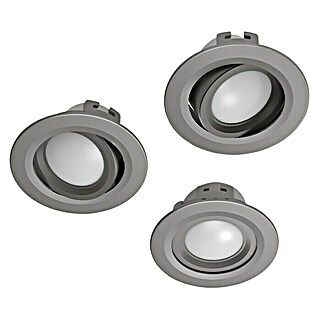 Hama LED-Einbauleuchten-Set rund (Ø x H: 90 x 40 mm, Satin-Nickel, 3 Stk.)