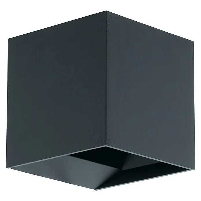Eglo Aplique exterior LED Calpino - 6,6 W, 10,5 x 10,5 x 10,5 cm, Antracita, IP54 - Foco de techo negro en forma de cubo para uso interior, ideal para iluminación de acento y diseño de interiores moderno.