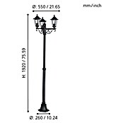 Eglo Vanjska svjetiljka (60 W, Crna, Ø x V: 55 x 192 cm)