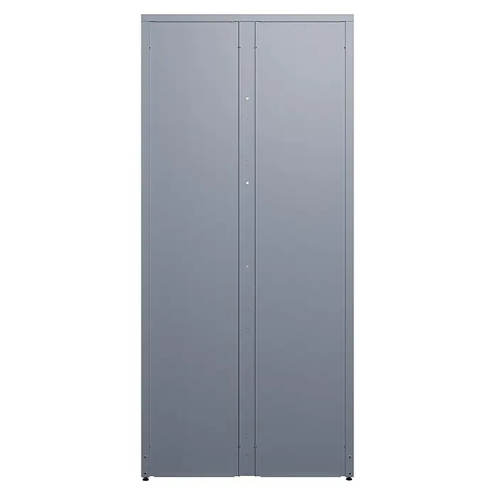 Küpper Werkstatt-Hochschrank - L x B x H: 45 x 91 x 180 cm, Anzahl Türen: 2 Stk. - Ansicht einer grauen Schrankwand mit vertikalen Fugen. Das Produkt ist schlicht und modern gestaltet und bietet viel Stauraum.