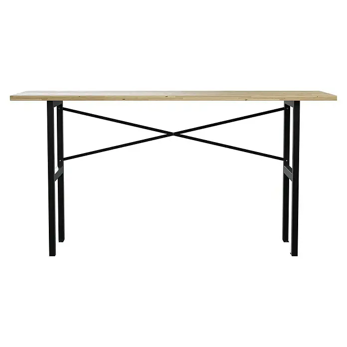 Werkbank - L x B: 165 x 60 cm, Arbeitshöhe: 85 cm, Belastbarkeit: 200 kg - Der robuste Klapptisch mit hellem Holzoberfläche und schwarzem Metallgestell ist ideal für flexible Einsatzmöglichkeiten im Innenbereich.