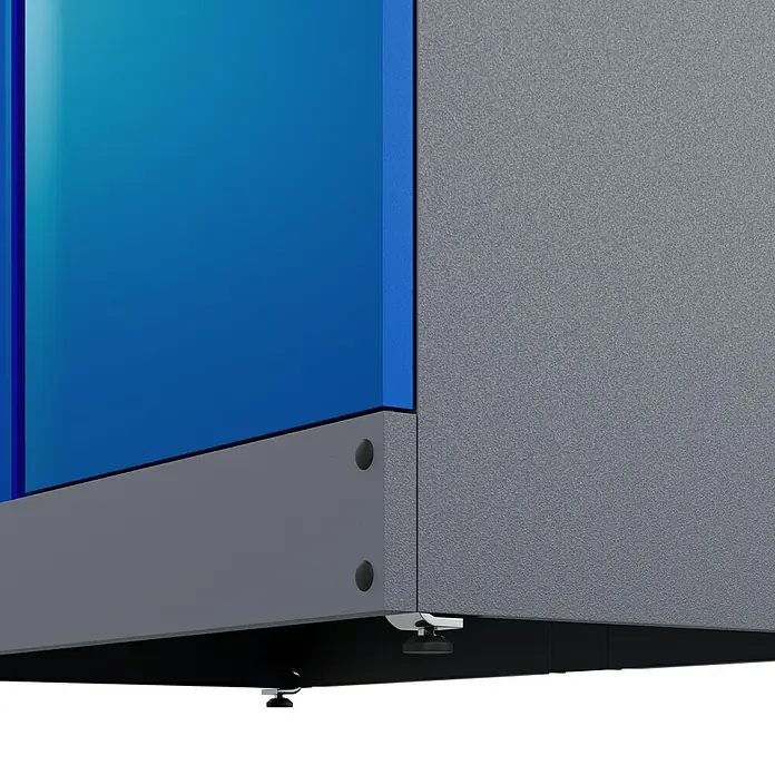 Küpper Werkstatt-Hochschrank - L x B x H: 53 x 91 x 204 cm, Anzahl Türen: 2 Stk. - Detailansicht eines modernen Möbelstücks in Blau und Grau, das durch sein minimalistisches Design und hochwertige Materialien besticht.
