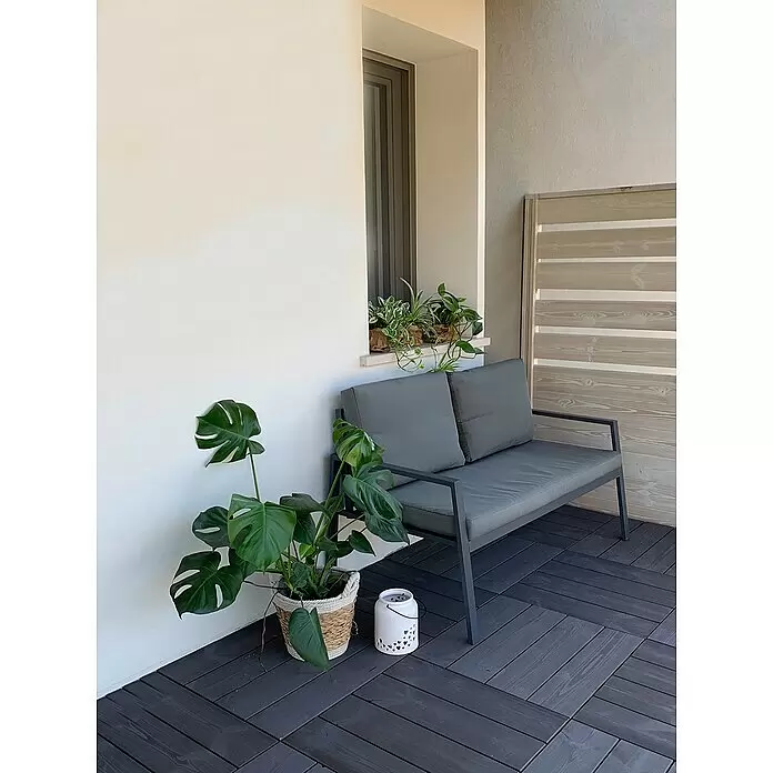 Klickfliese Smartdeck - Kiefer, 60 x 60 x 2,5 cm, Thermo Grey, 1 Stk. - Stimmungsaufnahme