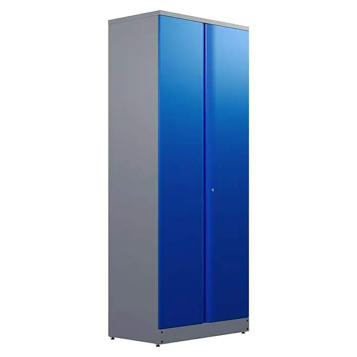 Küpper Werkstatt-Hochschrank - L x B x H: 53 x 91 x 204 cm, Anzahl Türen: 2 Stk. - Abbildung eines zweifarbigen Metallschranks, der robustes Design und praktische Aufbewahrungslösungen vereint.