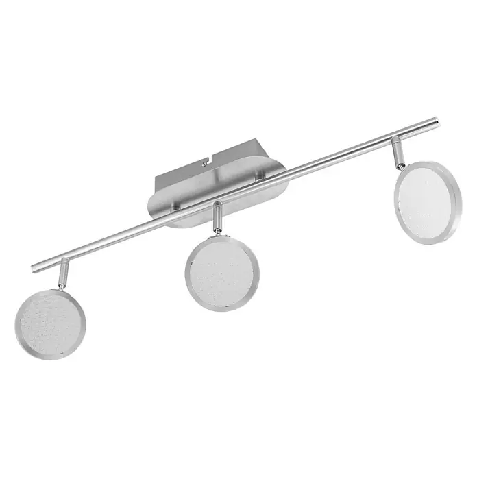 Tween Light LED-Deckenstrahler Ganda - 9,9 W, L x B x H: 565 x 90 x 190 mm, Nickel matt, Warmweiß, 3 Stk. - Die elegante Deckenleuchte mit drei runden Strahlern in Silber sorgt für modernes Ambiente und gezielte Beleuchtung.
