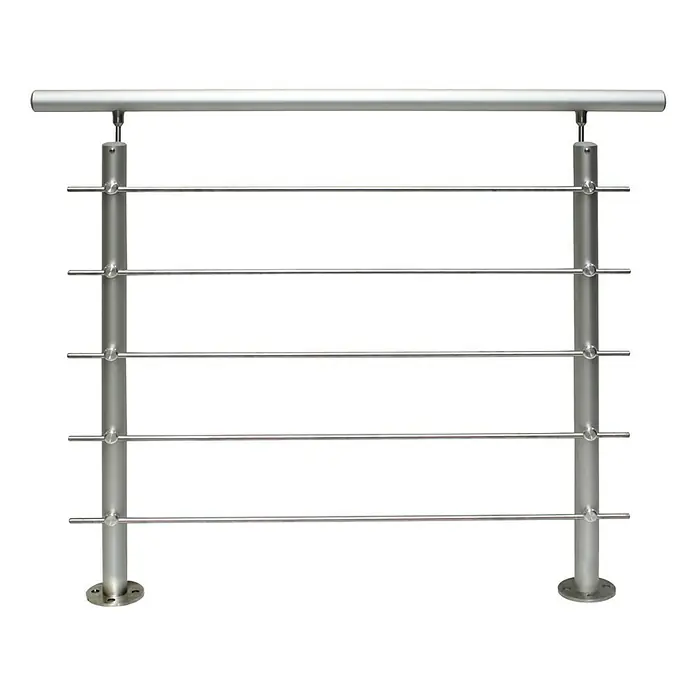 Treba Frewa Geländer-Set EG2 - Oberbodenmontage, Edelstahl V2A, Silber, Länge: 150 cm - Geländer aus Edelstahl mit horizontalen Stäben.