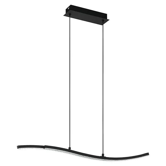Eglo Lejias LED-Pendelleuchte - 21,5 W, L x B x H: 78 x 8 x 175 cm, Schwarz, Warmweiß - Elegante schwarze Pendelleuchte mit Kristallakzenten. Modernes Design für stilvolle Beleuchtung im Raum.