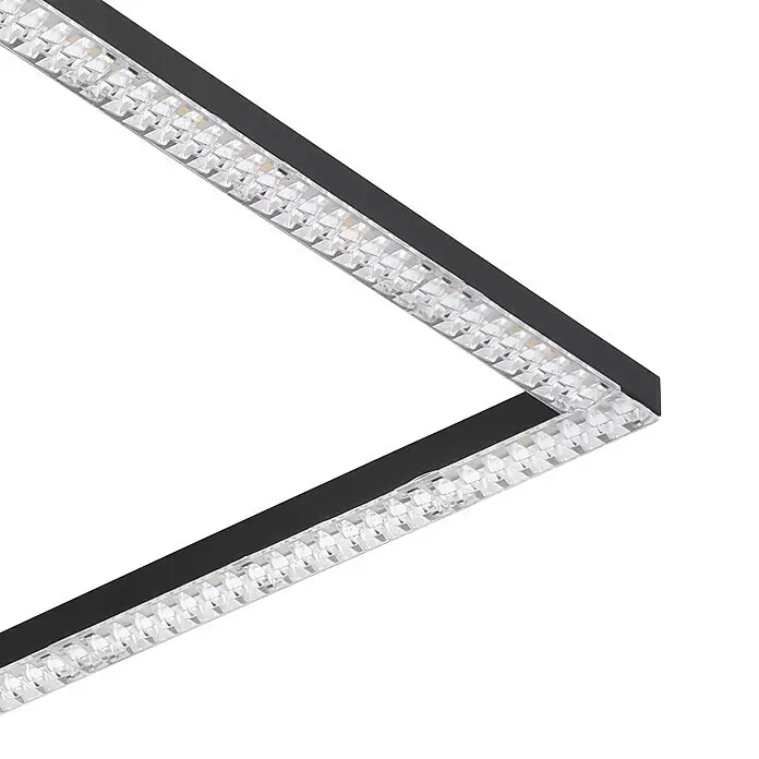 Eglo Lejias LED-Deckenleuchte - 21 W, B x L: 45 x 45 cm, Schwarz, Warmweiß - Moderne schwarze LED-Leuchte mit klaren facettierten Diffusoren für lineare Beleuchtung.