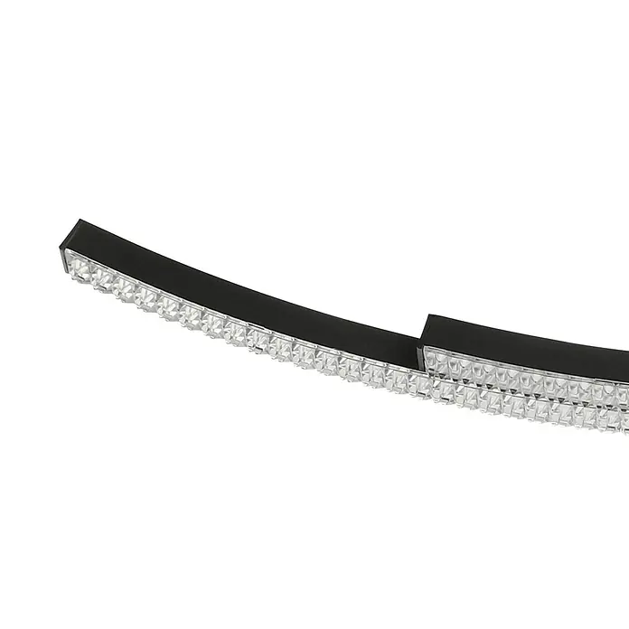 Eglo Lejias LED-Pendelleuchte - 21,5 W, L x B x H: 78 x 8 x 175 cm, Schwarz, Warmweiß - Ein schmaler LED-Streifen mit einem schwarzen Rahmen und hellen, quadratischen LEDs, ideal für moderne Beleuchtungsdesigns.