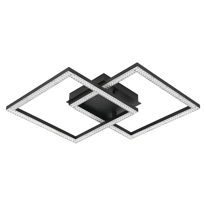Eglo Lejias LED-Deckenleuchte - 21 W, B x L: 45 x 45 cm, Schwarz, Warmweiß - Moderne LED-Deckenleuchte mit verschlungenem Design, perfekt für stilvolle Innenräume. Elegantes Lichtelement für Wohn- und Schlafräume.