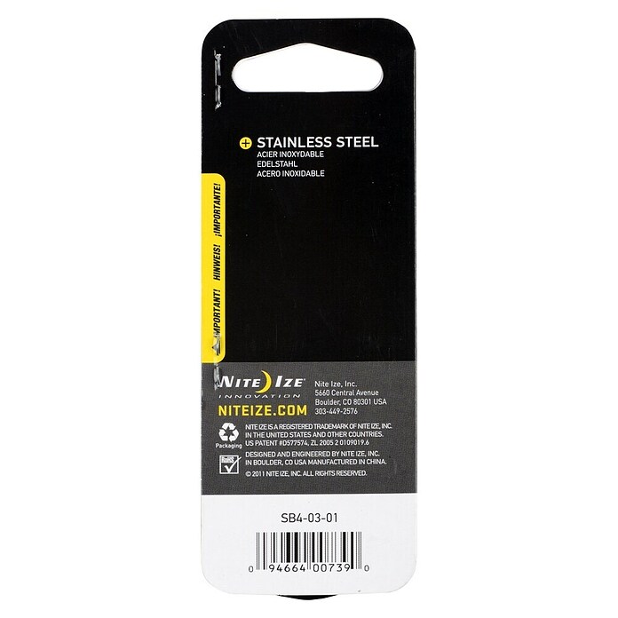 Nite Ize Mosquetón doble (89 x 38 mm, Acero inoxidable, Negro, Resistencia a la tracción: 33 kg)