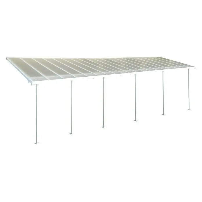 Solid Elements Terrassenüberdachung Martina - B x T: 1.156 x 300 cm, Verkehrsweiß, Polycarbonat, Transparent - Überdachung mit transparentem Dach und weißen Pfosten. Das Carport bietet Schutz vor Wettereinflüssen.