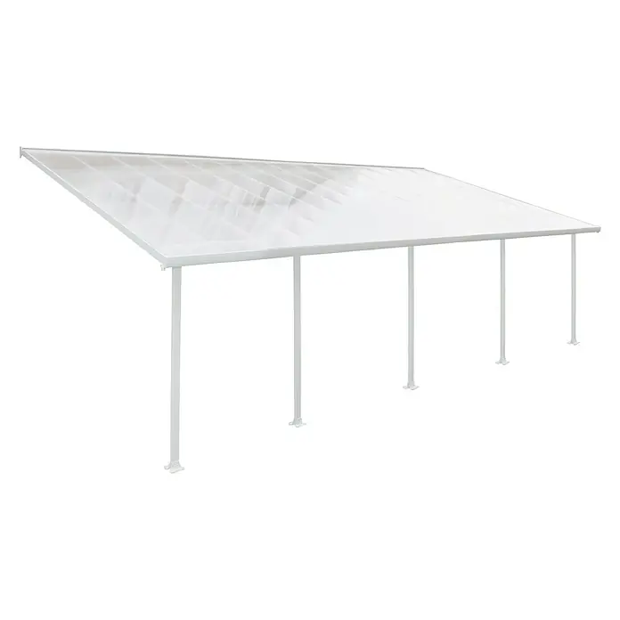 Solid Elements Terrassenüberdachung Martina - B x T: 850 x 400 cm, Verkehrsweiß, Polycarbonat, Transparent - Ein elegantes, weißes Vordach bietet Schutz vor den Elementen. Ideal für Terrasse oder Eingangsbereich.