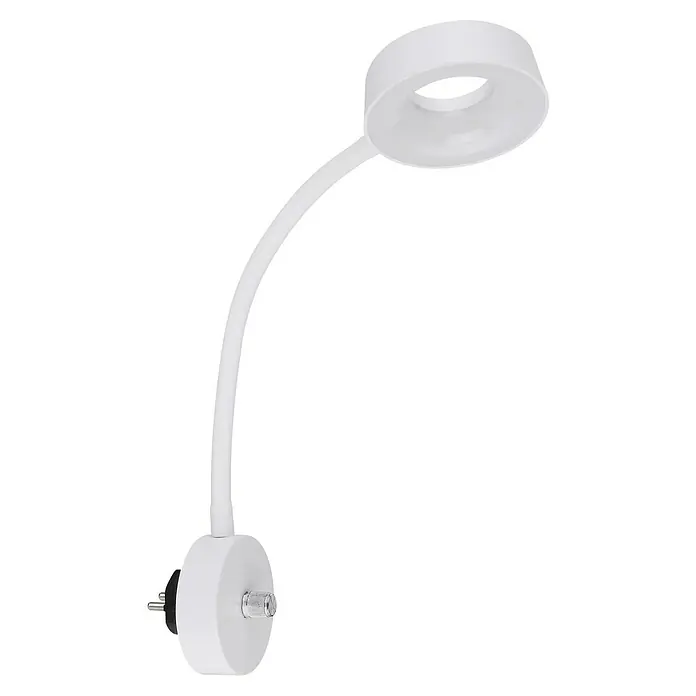 Globo LED-Wandleuchte LEHOVO - B x H: 26 x 45,5 cm, Weiß - Moderne weiße LED-Wandleuchte mit flexiblem Arm und kreisförmigem Leuchtenkopf, ideal für Schlafzimmer oder Arbeitsbereiche.