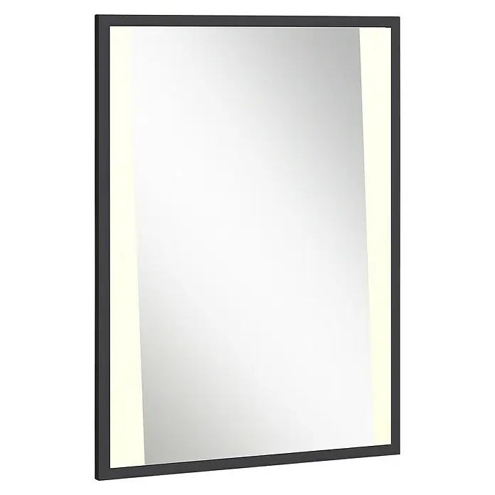 Astor Tree LED-Lichtspiegel - 60 x 80 cm, Schwarz, Schalter - Elegantes rechteckiges Spiegelfeld mit integrierter Beleuchtung an den Seiten, perfekt für moderne Badezimmerdesigns und eine optimale Ausleuchtung.