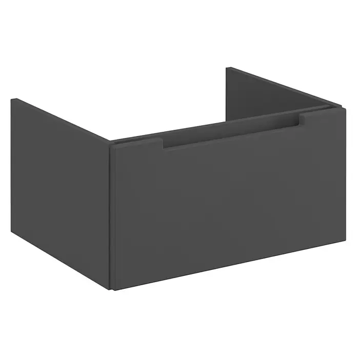 Astor Tree Waschbeckenunterschrank - B x T x H: 59,7 x 35,7 x 30 cm, Anthrazit - Das Bild zeigt ein modernes, anthrazitfarbenes Waschtischunterschrankelement mit einer klaren, minimalistischen Formgebung und zeitgemäßem Design.