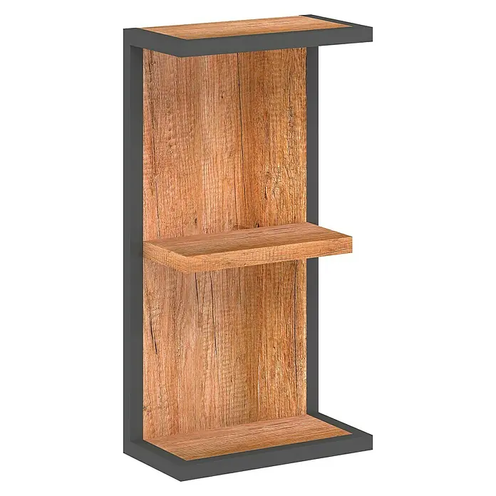 Astor Tree Wandregal - L x B x H: 16 x 30 x 57,5 cm, Eiche/Schwarz - Regal aus Holz und Metall.