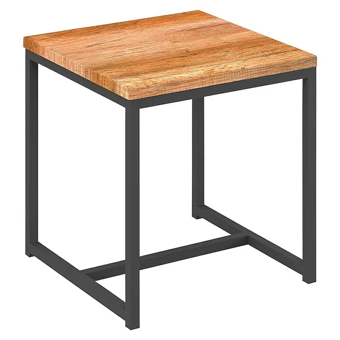 Astor Tree Badhocker - B x H: 43,5 x 46 cm, Eiche/Schwarz - Ein quadratischer Beistelltisch mit einer Holzplatte und einem stabilen, grauem Metallrahmen. Perfekt als Ablagefläche in jedem Raum.