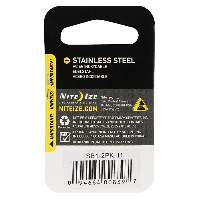 Nite Ize Doppelkarabiner (8 x 4,7 cm, Edelstahl, Silber, Zugfestigkeit: 2,3 kg)