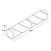 Air-Circle Wickelfalzrohr (Ø x L: 150 mm x 2 m, Max. Luftleistung: Ab 600 m³/h, Stahlblech)