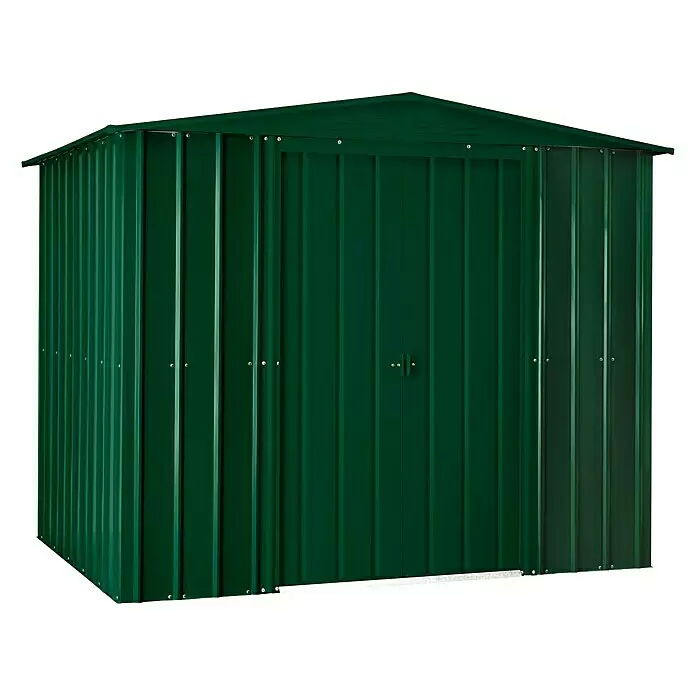 Clemens HobbyTec Gerätehaus - Stahl, Grün - Dunkelgrünes Gartenhaus aus Wellblech mit Satteldach und Doppeltüren.