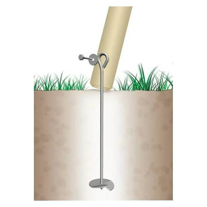 Schaukelanker - Länge: 52 cm - Erdanker mit Schraube zur Befestigung von Gegenständen im Boden. Der Erdanker ist aus Metall und hat eine spiralförmige Spitze.