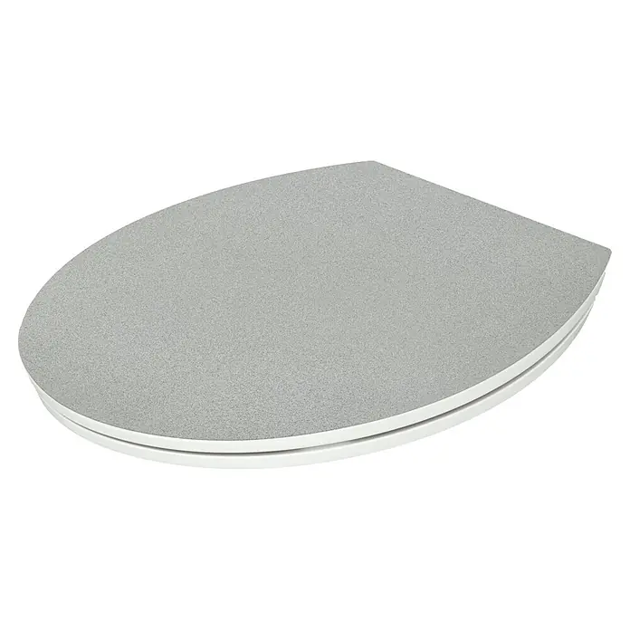 Poseidon WC-Sitz Silver Glitter - Duroplast, Silber/Weiß, Mit Absenkautomatik - Grauer Toilettensitz mit glatter Oberfläche und einfacher, weißer Basis für jedes moderne Badezimmer.