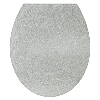 Poseidon WC-Sitz Silver Glitter (Mit Absenkautomatik, Duroplast, Abnehmbar, Silber/Weiß)