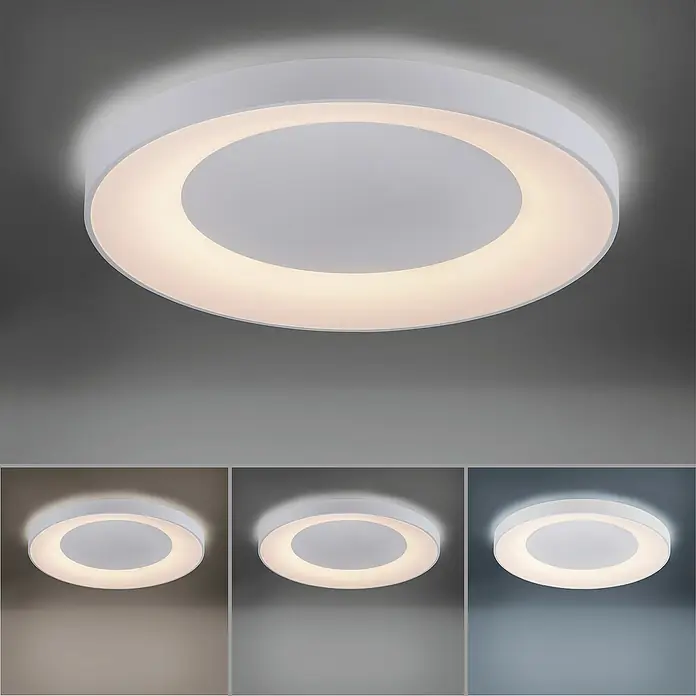Just Light LED-Deckenleuchte rund ANIKA - 54 W, Ø x H: 70 x 7,7 cm, Weiß, Mehrfarbig - Deckenleuchte mit verschiedenen Lichtfarben.