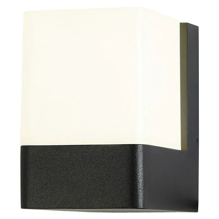 Forlight Aplique exterior LED Opalo - 9,4 W, L x An x Al: 11 x 8 x 11,9 cm, Antracita, Blanco neutro - Lámpara de pared negra con pantalla blanca cuadrada. Iluminación moderna para interior y exterior.