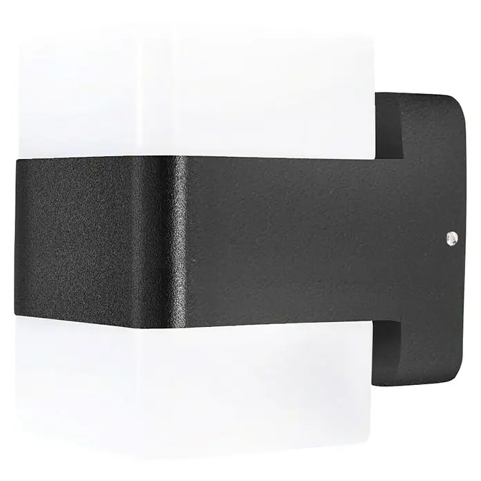 Forlight Aplique exterior LED Opalo - 14,3 W, L x An x Al: 11 x 8 x 12 cm, Antracita, Blanco neutro - Lámpara de pared moderna con un diseño sencillo en forma de cubo en blanco y negro, ideal para interiores y exteriores.