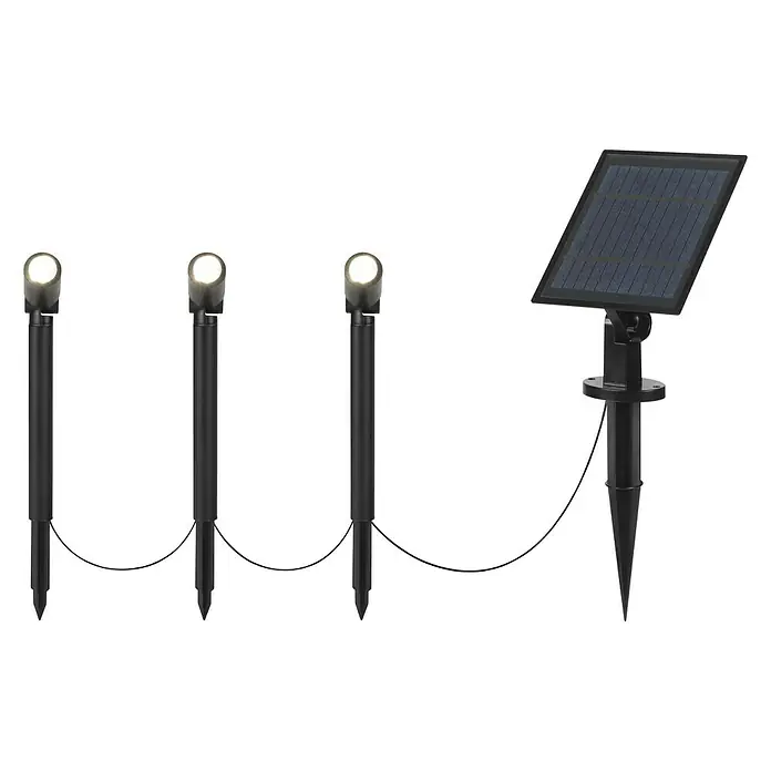 Forlight Proyector LED solar Lis - Altura: 26 cm, IP44 - Un conjunto de luces solares de jardín con estacas de tierra y un panel solar para iluminación ecológica.