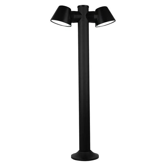 Forlight Cone Lámpara de pie para exterior - 16 W, Color del marco: Negro, 11,7 x 15 x 80 cm, Sin bombillas - Lámpara de exterior negra con dos focos, que ofrece un diseño moderno y elegante para iluminar espacios exteriores.