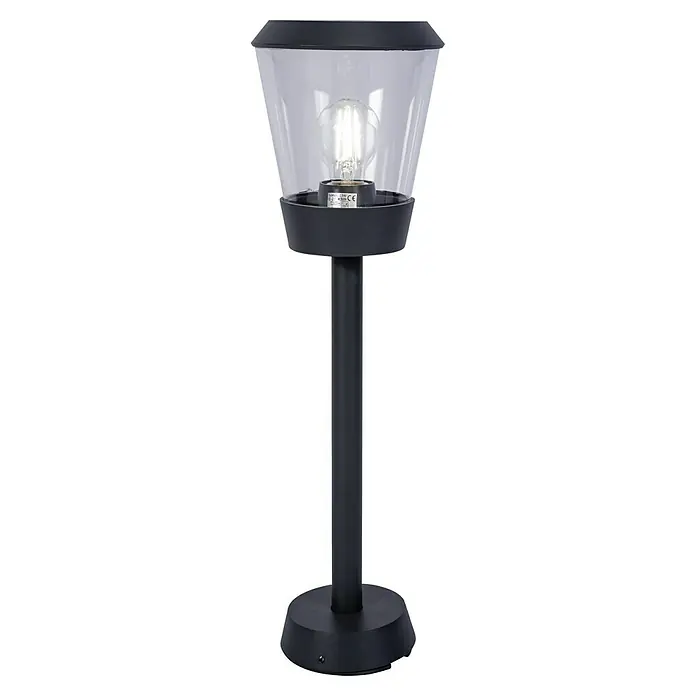 Forlight Elaine Lámpara de pie para exterior - 15 W, Color del marco: Antracita, 17,5 x 17,5 x 60 cm, Sin bombillas - Elegante lámpara de jardín negra con pantalla transparente y bombilla de luz blanca cálida. Perfecto para iluminación exterior atmosférica.