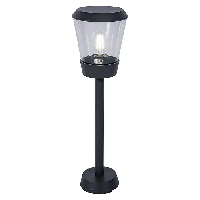 Forlight Elaine Lámpara de pie para exterior - 15 W, Color del marco: Antracita, 17,5 x 17,5 x 60 cm, Sin bombillas - Una elegante lámpara de pie con pantalla transparente y bombilla de luz cálida, ideal para jardín o terraza.