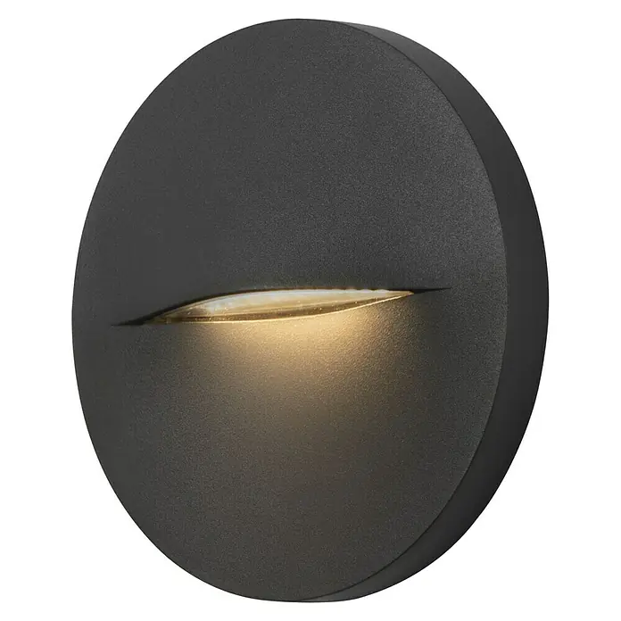 Forlight Plafón LED redondo Hide - 2,7 W, Ø x L: 14 cm x 1,5 mm, Antracita, Blanco neutro - Moderna lámpara de pared redonda en antracita con una ranura para iluminación cálida y ambiental. Perfecta para pasillos o iluminación de acento.