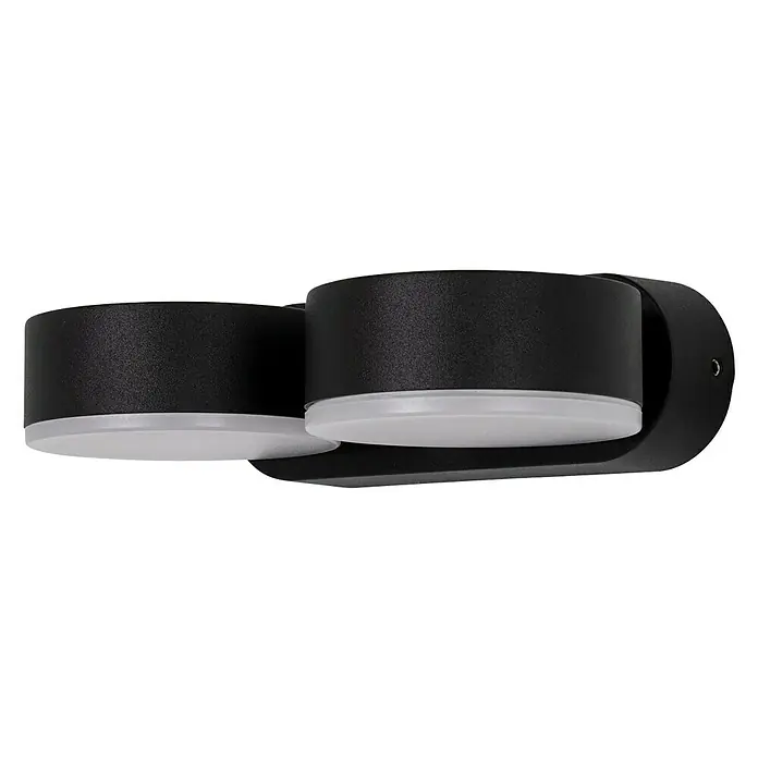 Forlight Pale Aplique exterior LED - 21 W, L x An x Al: 11 x 14 x 4 cm, Antracita, Blanco neutro - Lámpara de pared negra moderna con dos cabezales cilíndricos y una superficie de emisión de luz blanca para una iluminación ambiental.