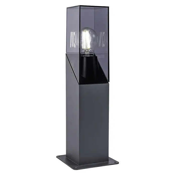 Forlight Munic Lámpara de pie para exterior - 15 W, Color del marco: Antracita, 13 x 13 x 40 cm, Sin bombillas - Luz exterior moderna con un diseño limpio. La lámpara de bolardo gris con bombilla es un verdadero punto de atracción para cualquier jardín.