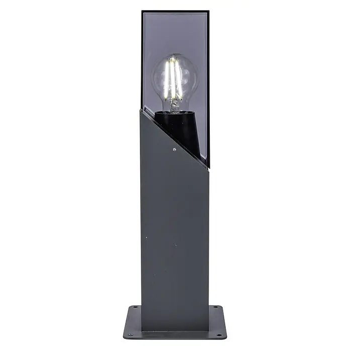 Forlight Munic Lámpara de pie para exterior - 15 W, Color del marco: Antracita, 13 x 13 x 40 cm, Sin bombillas - Elegante luz gris de exterior con carcasa transparente y bombilla decorativa, perfecta para el jardín.