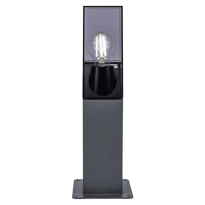 Forlight Munic Lámpara de pie para exterior - 15 W, Color del marco: Antracita, 13 x 13 x 40 cm, Sin bombillas - Una linterna LED gris con un diseño de farola, con una bombilla Edison en el interior, le da un aspecto moderno y elegante.