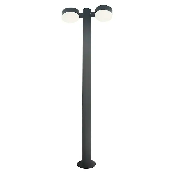 Forlight Pale Sobremuro exterior - 21 W, Color del marco: Antracita, Blanco cálido, 7,5 mm x 20 cm x 70 cm, Con bombillas - Luminaria de camino moderna con doble foco, ideal para iluminar senderos y jardines. Su diseño gris se integra perfectamente en cualquier entorno.