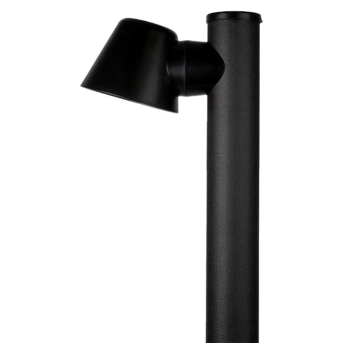 Forlight Cone Lámpara de pie para exterior - 8 W, Color del marco: Negro, 11,7 x 15 x 80 cm, Sin bombillas - Primer plano de una lámpara de jardín negra, que añade toques elegantes a los espacios exteriores.