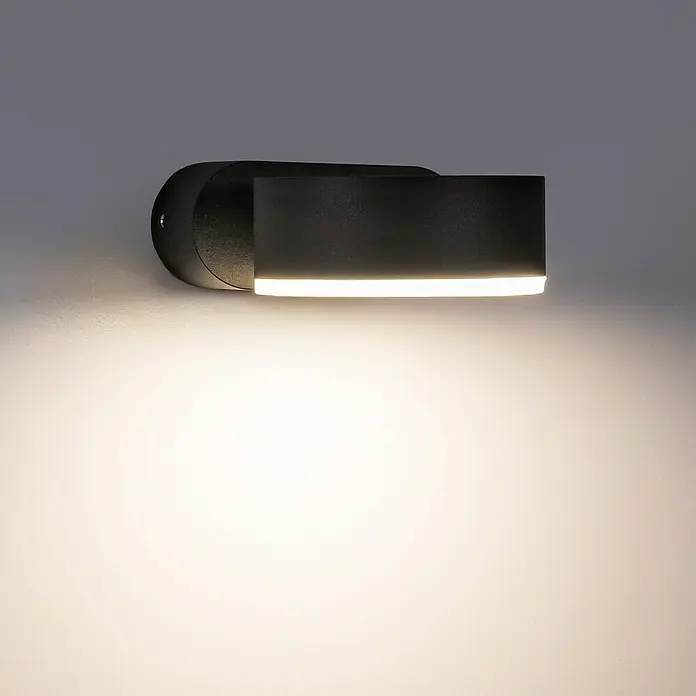 Forlight Pale Aplique exterior LED - 10,5 W, L x An x Al: 11 x 8,3 x 4 cm, Antracita, Blanco neutro - Elegante aplique LED negro que emite una luz cálida y acogedora. Perfecto para interiores modernos y pasillos.