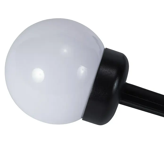 Forlight Proyector LED solar Bob - IP44 - Primer plano de una lámpara globo con pantalla blanca y base negra, ideal para ambiente de jardín o patio.