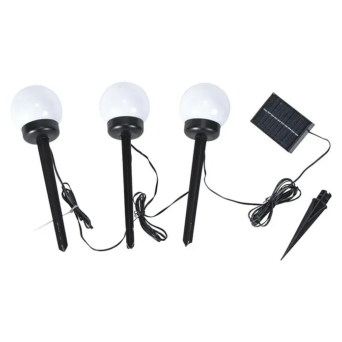 Forlight Proyector LED solar Bob - IP44 - Juego de tres luces solares de jardín con globos blancos y un panel solar para iluminación ambiental.