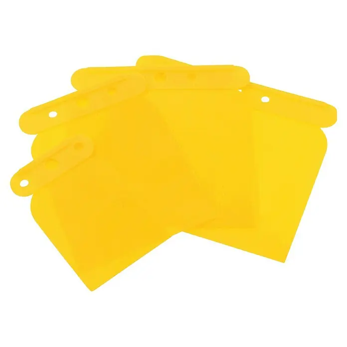 Presto Kunststoff-Spachtel-Set - 4 -tlg. - Gelbe Kunststoffspachtel zum Abdecken von Farbe, zum Schutz vor Farbspritzern und zum einfachen Auftragen und Abziehen von Farbe.
