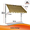 Angerer Klemmmarkise Standard Uni (Beige, Breite: 2 m, Ausfall: 1,5 m) | BAUHAUS