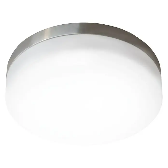 Tween Light Forio Plafón LED redondo - 12 W, Ø x Al: 24 x 6,5 cm, Níquel - Lámpara de techo redonda con marco de níquel cepillado y difusor blanco para luz suave.